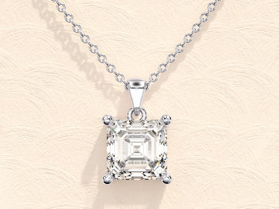 Asscher Cut Diamond Moissanite Necklace for Women