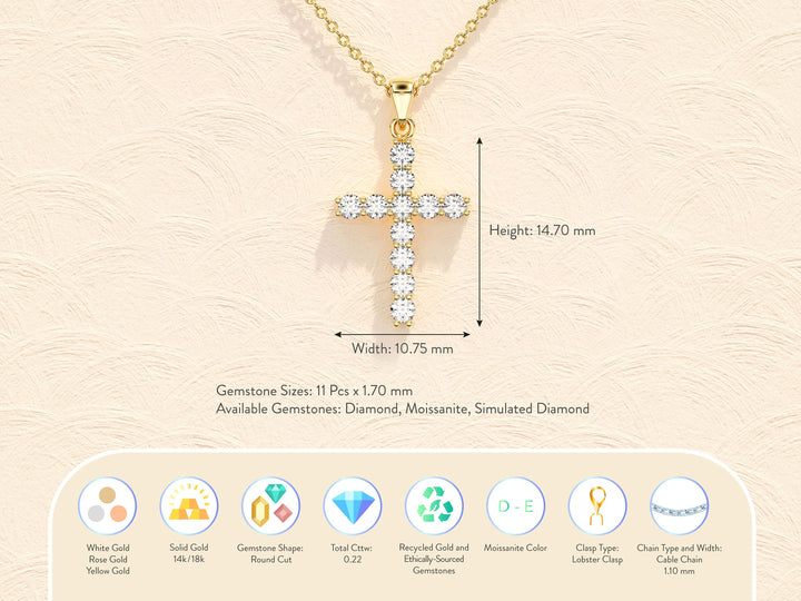 Encrusted Cross Moissanite Diamond Necklace for Women