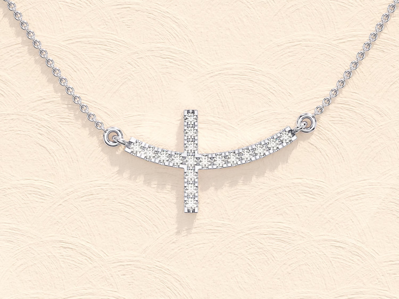 Sideways Cross Diamond Moissanite Necklace for Women