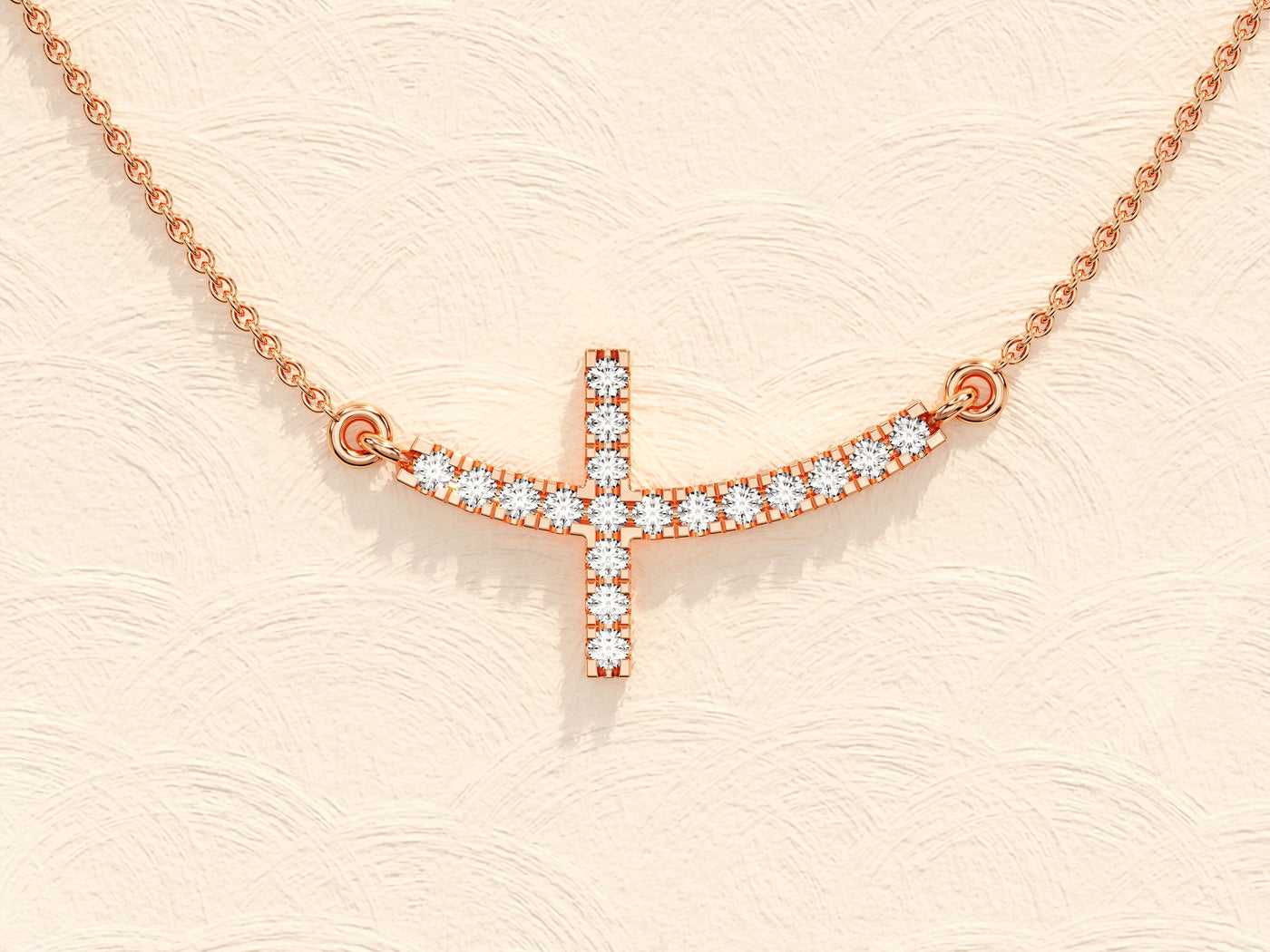 Sideways Cross Diamond Moissanite Necklace for Women