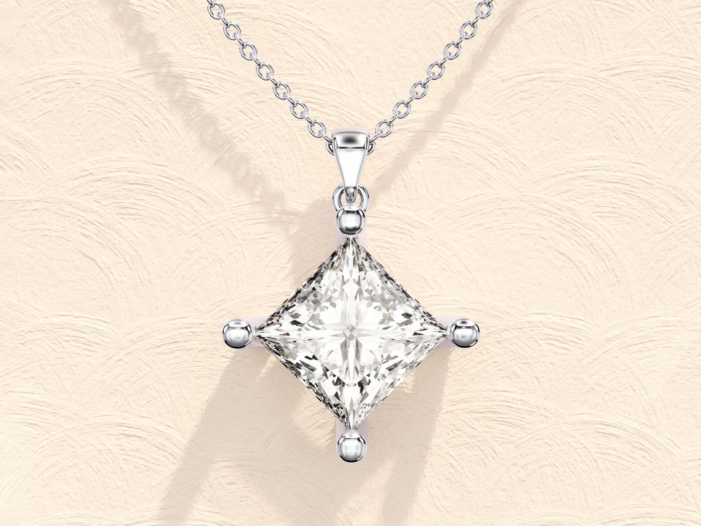 Princess Cut Moissanite Solitaire Diamond Pendant Necklace