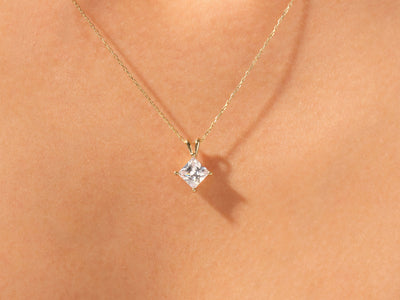 Princess Cut Moissanite Solitaire Diamond Pendant Necklace
