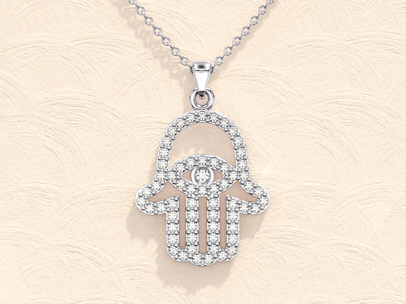 Hamsa Diamond Moissanite Necklace for Women
