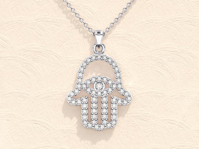 Hamsa Diamond Moissanite Necklace for Women