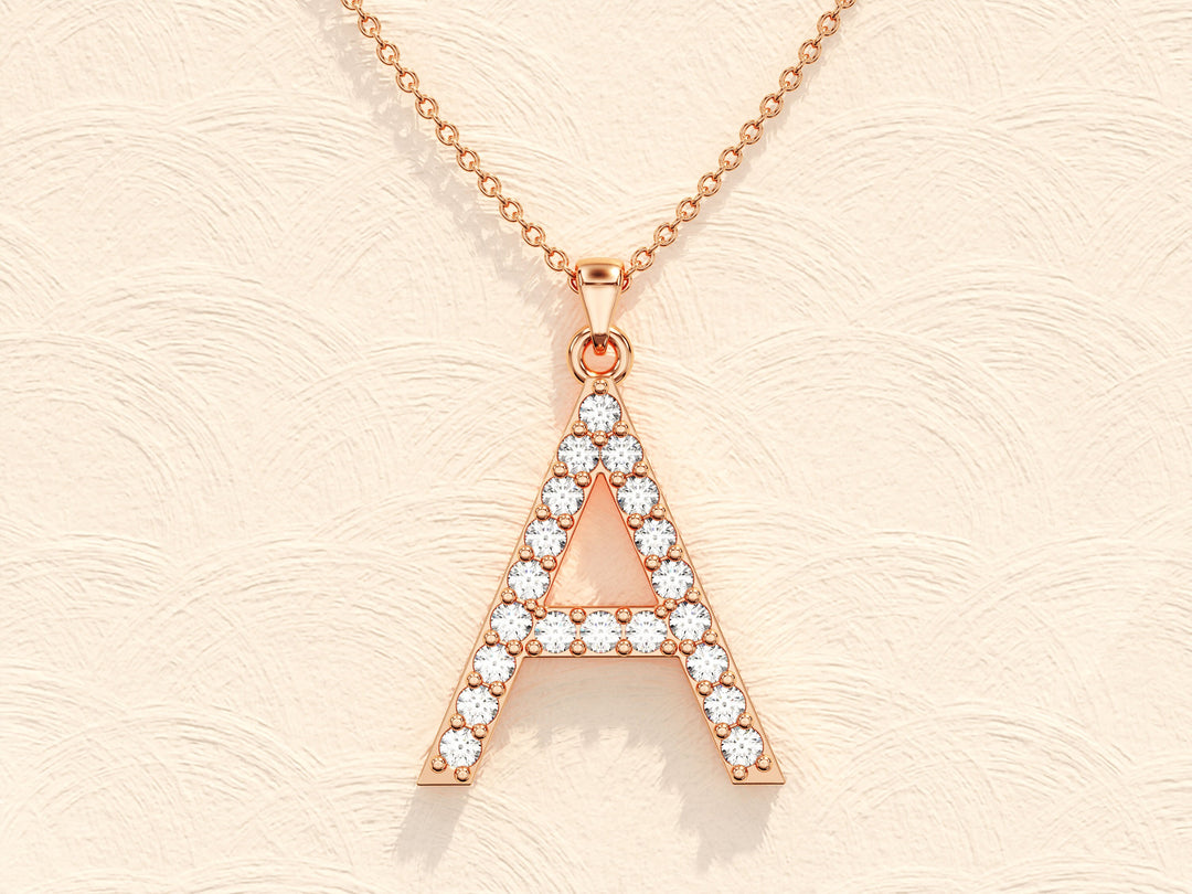 Alphabet Letter Moissanite Diamond Necklace for Women