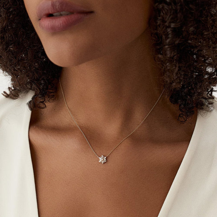 Round & Tapered Baguette Cut Diamond Necklace for Her