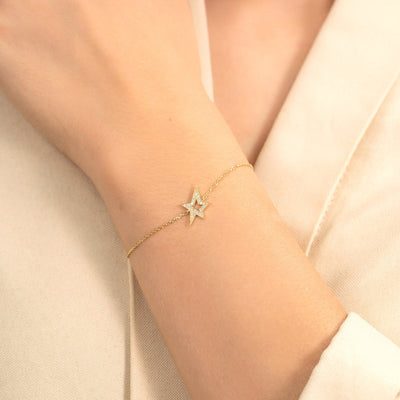 Round Cut Diamond Shining Star Bracelet for Women