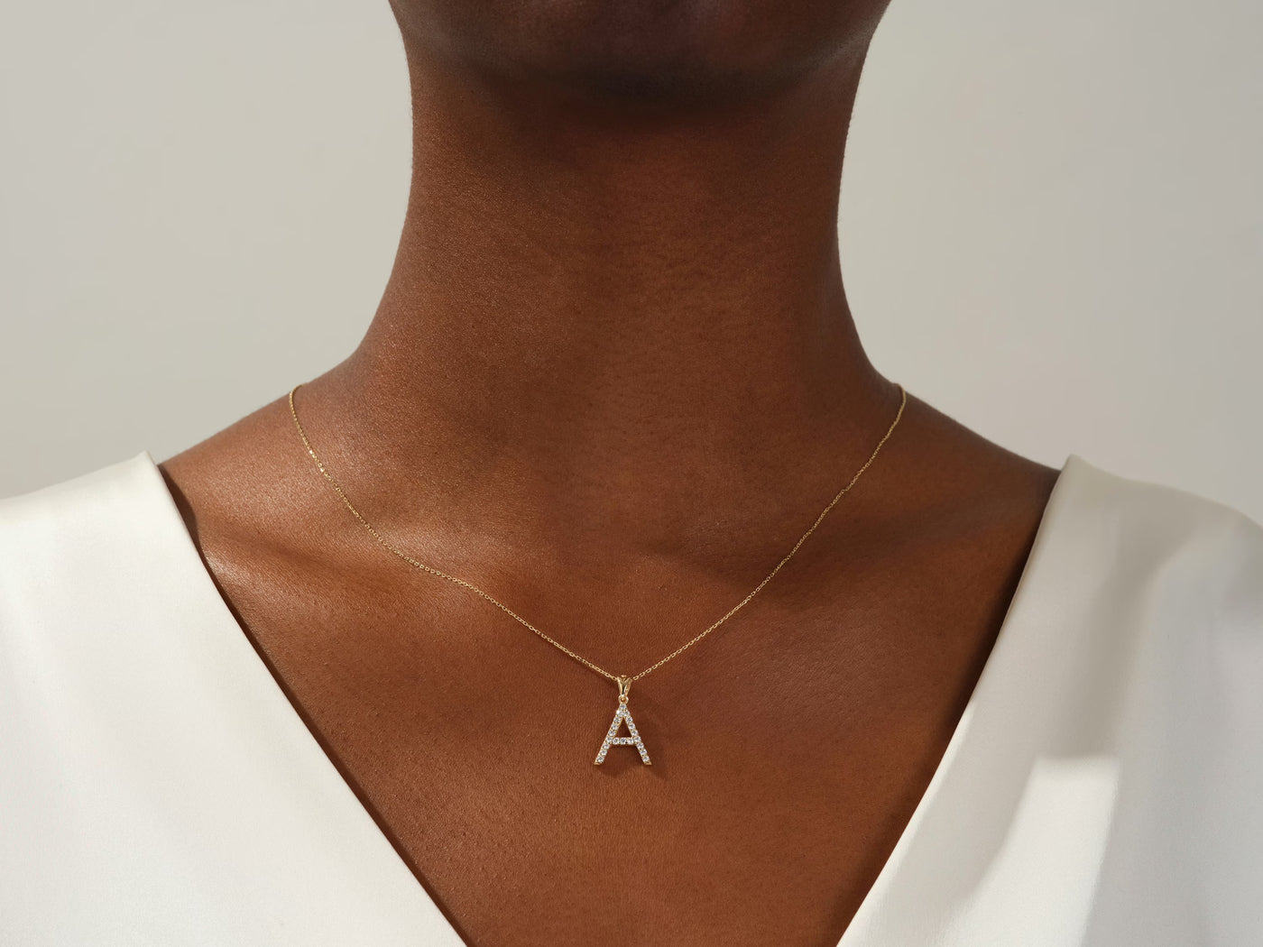 Alphabet Letter Moissanite Diamond Necklace for Women