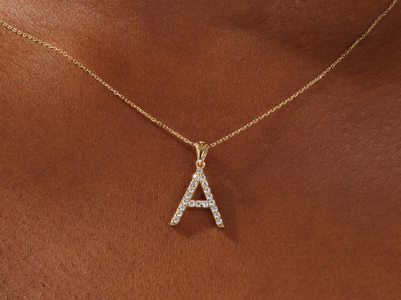 Alphabet Letter Moissanite Diamond Necklace for Women