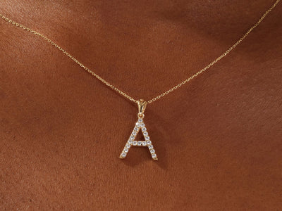 Alphabet Letter Moissanite Diamond Necklace for Women