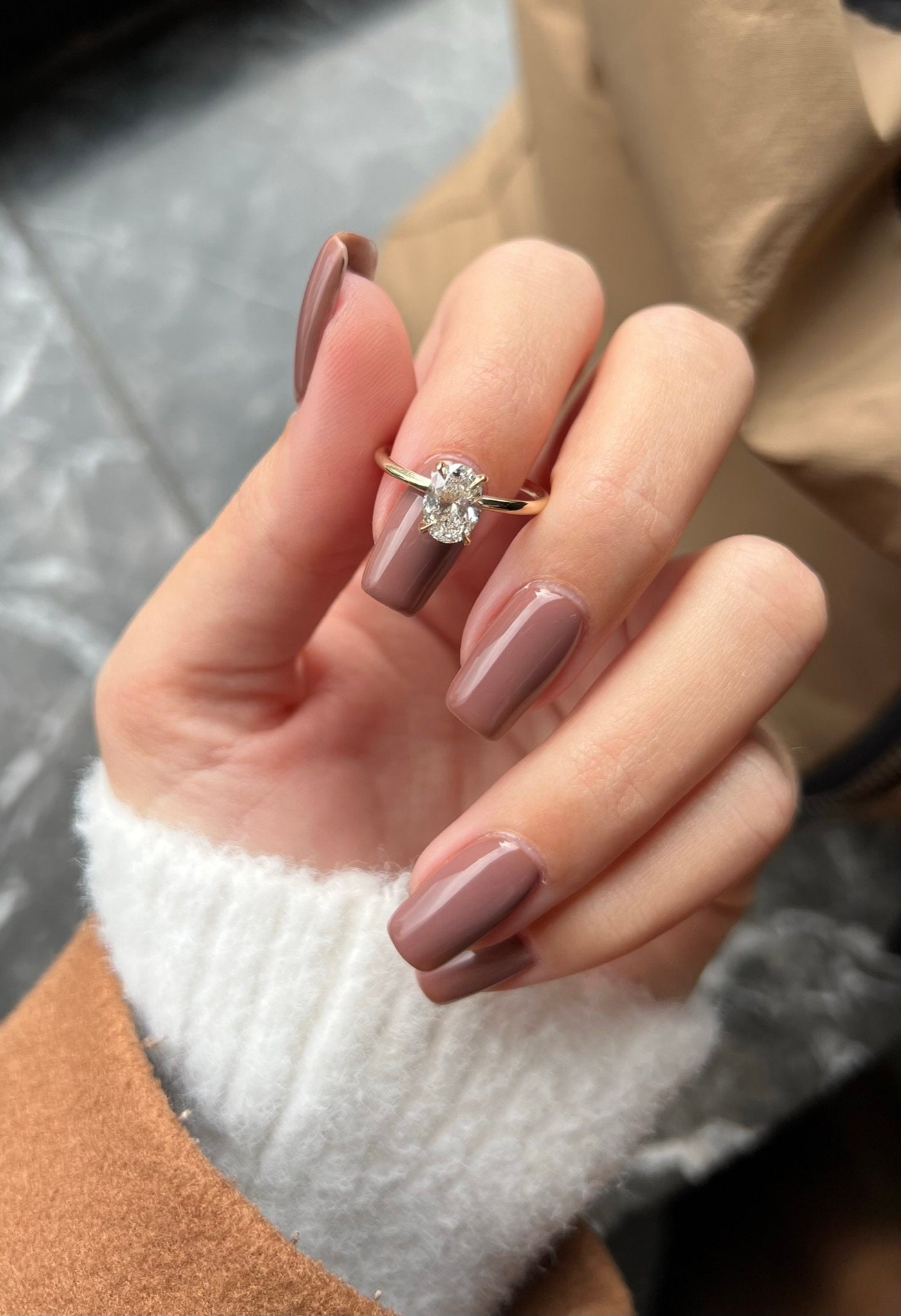 1.0 CT Oval Cut Moissanite Solitaire Diamond Engagement Ring