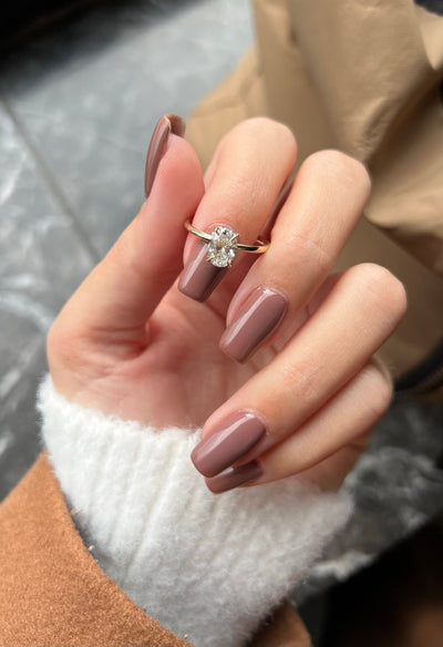 1.0 CT Oval Cut Moissanite Solitaire Diamond Engagement Ring