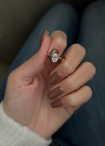 1.0 CT Oval Cut Moissanite Solitaire Diamond Engagement Ring