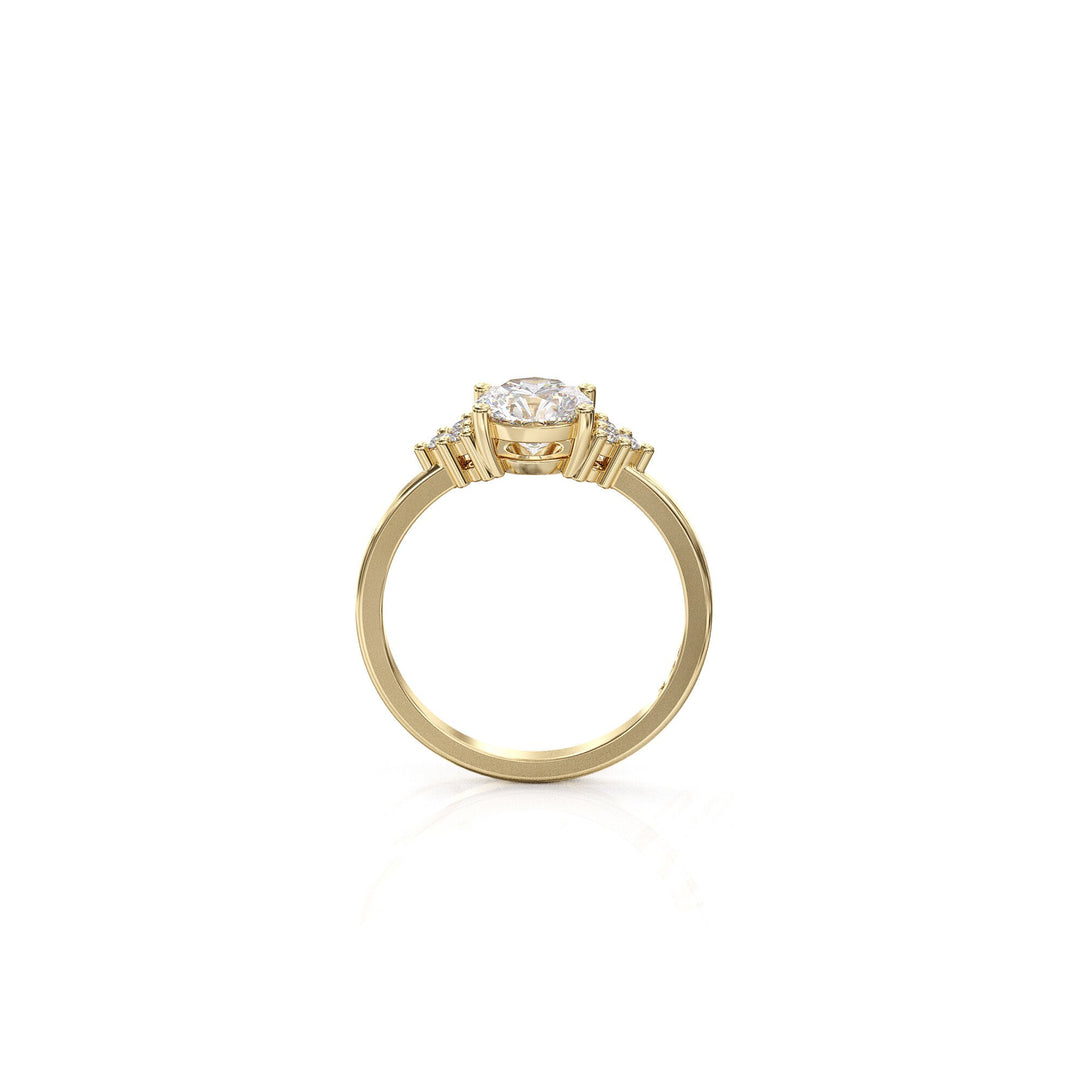 1.0 CT Round Cut Moissanite Cluster Engagement Ring