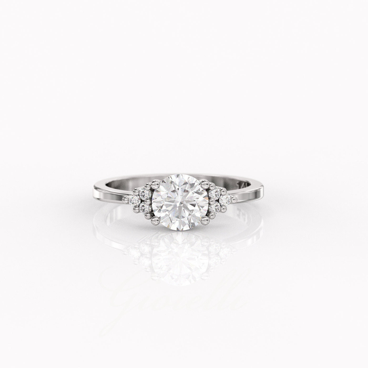 1.0 CT Round Cut Moissanite Cluster Engagement Ring