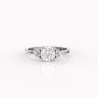 1.0 CT Round Cut Moissanite Cluster Engagement Ring