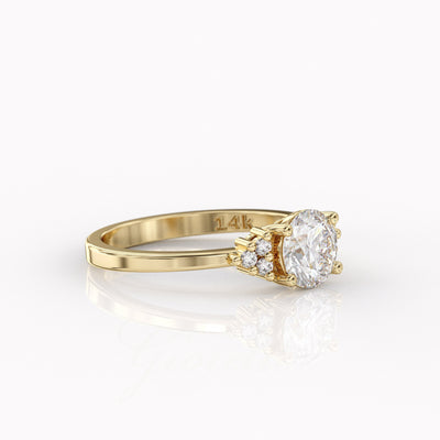 1.0 CT Round Cut Moissanite Cluster Engagement Ring