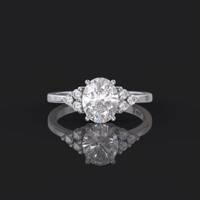 1.0 CT Oval Cut Moissanite Cluster Engagement Ring