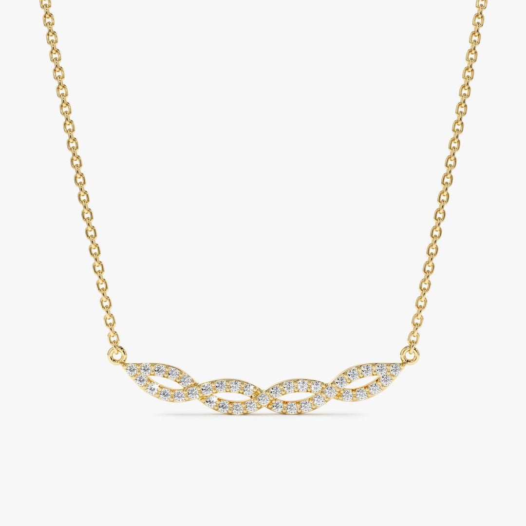 Swirl Diamond 14k Solid Gold Infinity Necklace for Her