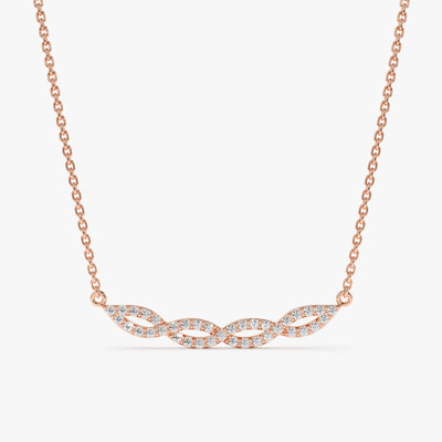 Swirl Diamond 14k Solid Gold Infinity Necklace for Her