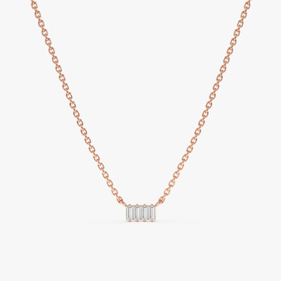 Baguette Cut Four Stone Diamond Necklace for Women