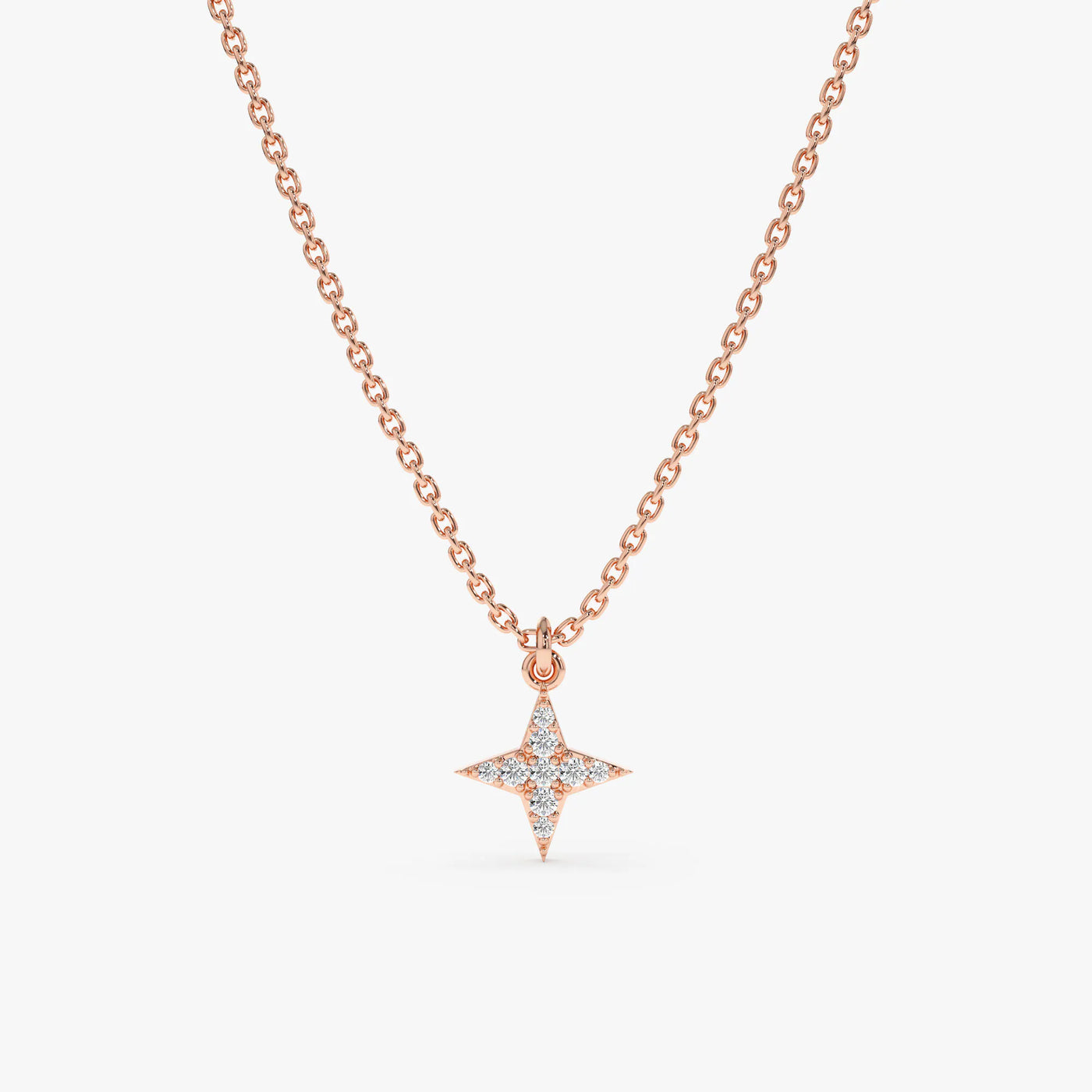 Round Cut Diamond North Star Necklace for Women
