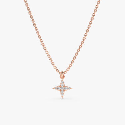 Round Cut Diamond North Star Necklace for Women