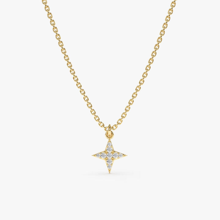 Round Cut Diamond North Star Necklace for Women