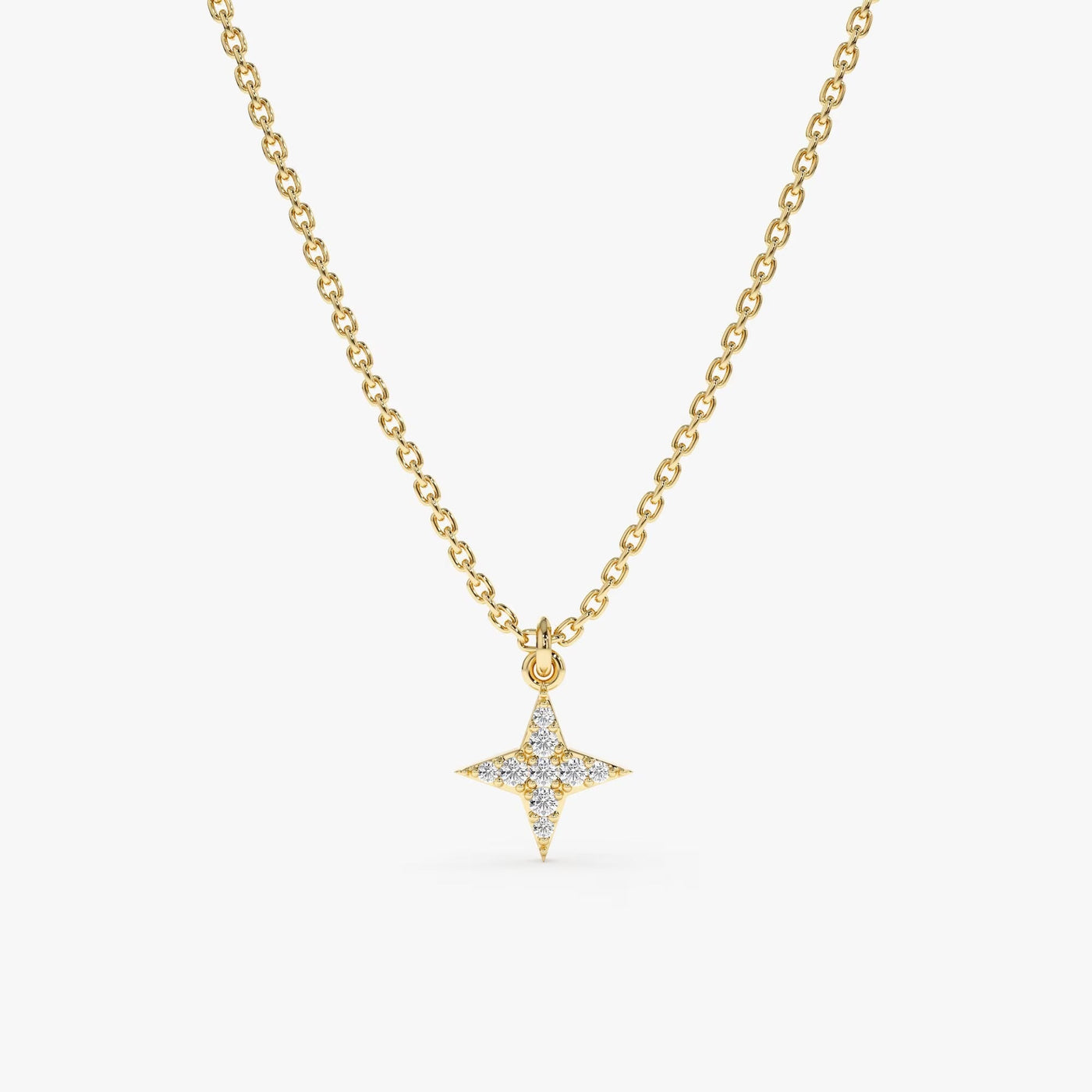 Round Cut Diamond North Star Necklace for Women