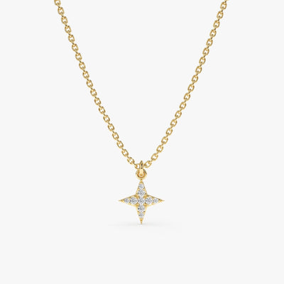 Round Cut Diamond North Star Necklace for Women