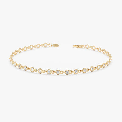 Round Cut Diamond Bezel Set Tennis Bracelet For Her