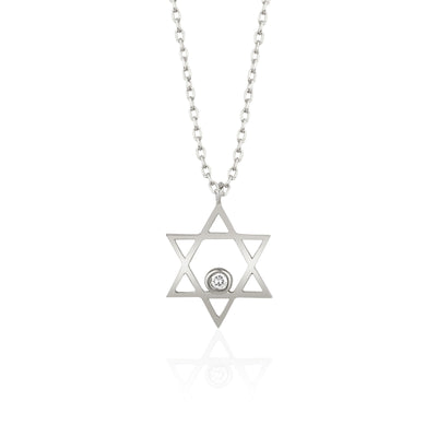 Star of David Moissanite Diamond Necklace for Her