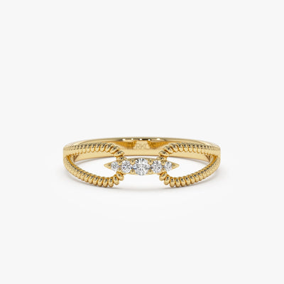 Round Cut Diamond Double Rope Wedding Band for Women