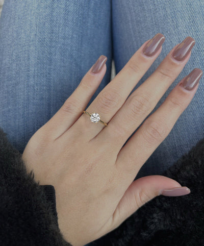 1.0 CT Cushion Cut Moissanite Solitaire Diamond Engagement Ring