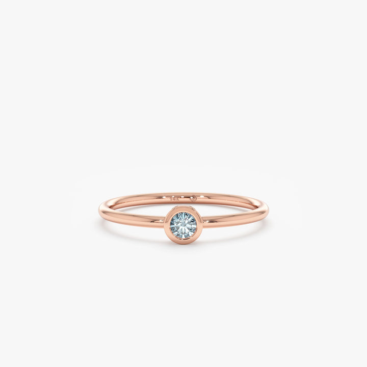 Bezel Set Round Cut Diamond Ring for Her for Birthday Gift