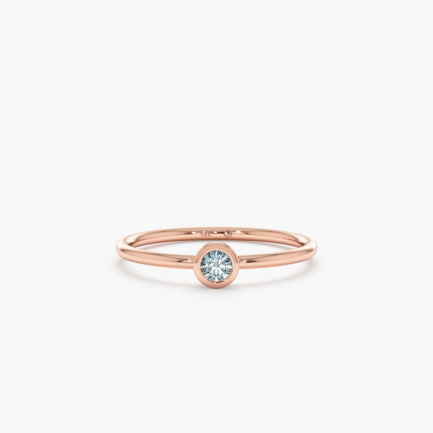 Bezel Set Round Cut Diamond Ring for Her for Birthday Gift