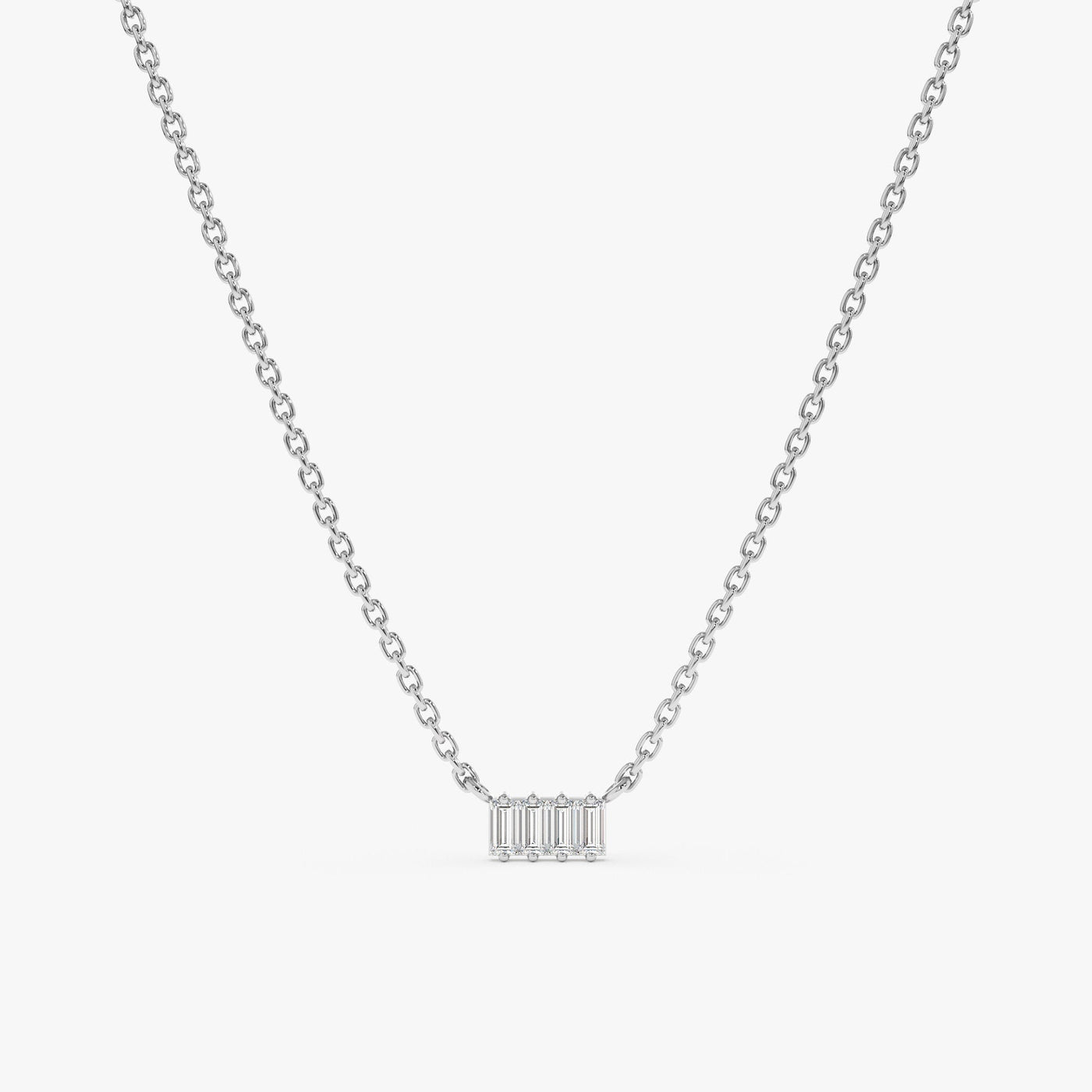 Baguette Cut Four Stone Diamond Necklace for Women