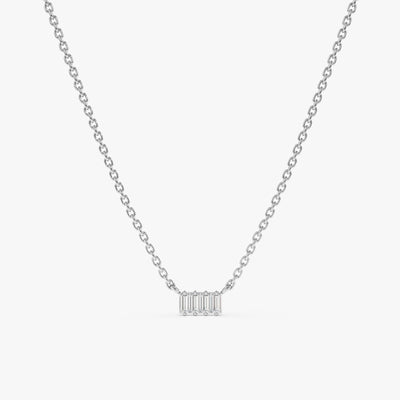 Baguette Cut Four Stone Diamond Necklace for Women