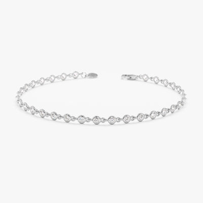 Round Cut Diamond Bezel Set Tennis Bracelet For Her