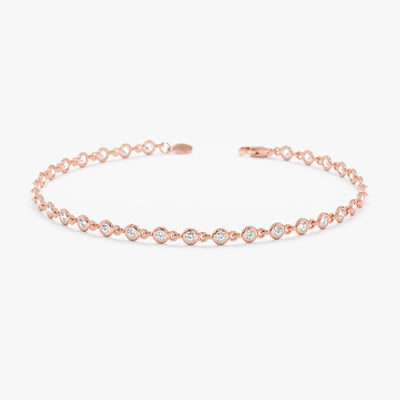 Round Cut Diamond Bezel Set Tennis Bracelet For Her