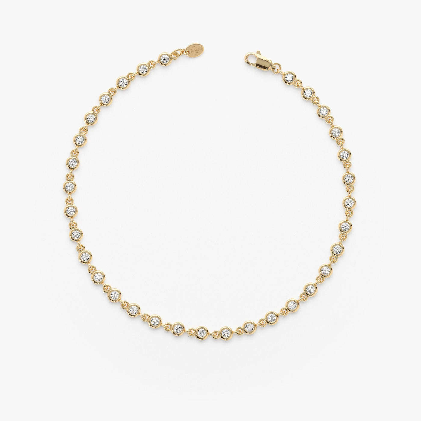 Round Cut Diamond Bezel Set Tennis Bracelet For Her