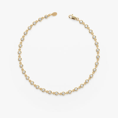 Round Cut Diamond Bezel Set Tennis Bracelet For Her