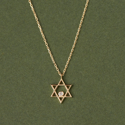 Star of David Moissanite Diamond Necklace for Her