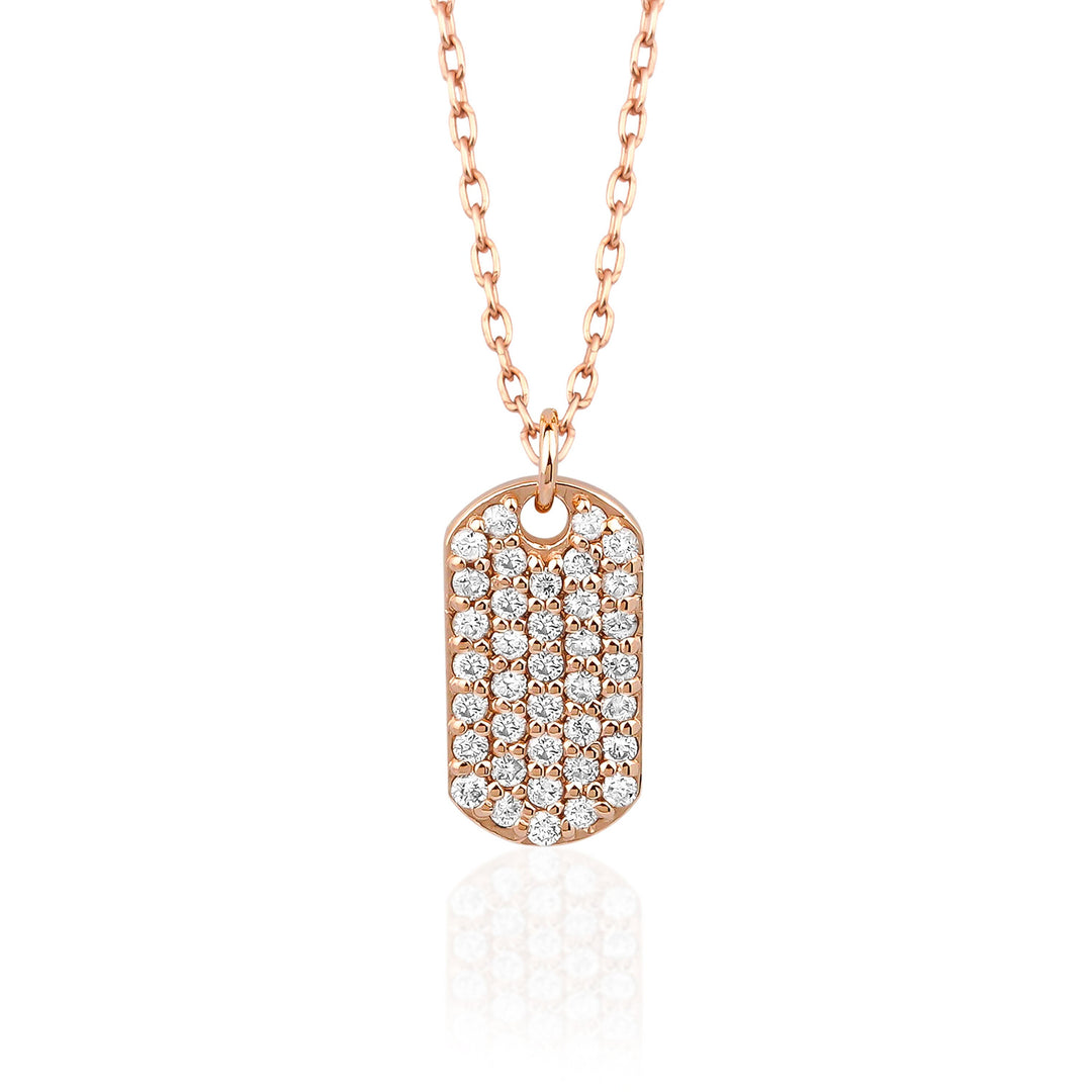 Genuine Diamond Dog Tag Moissanite Diamond Necklace for Women