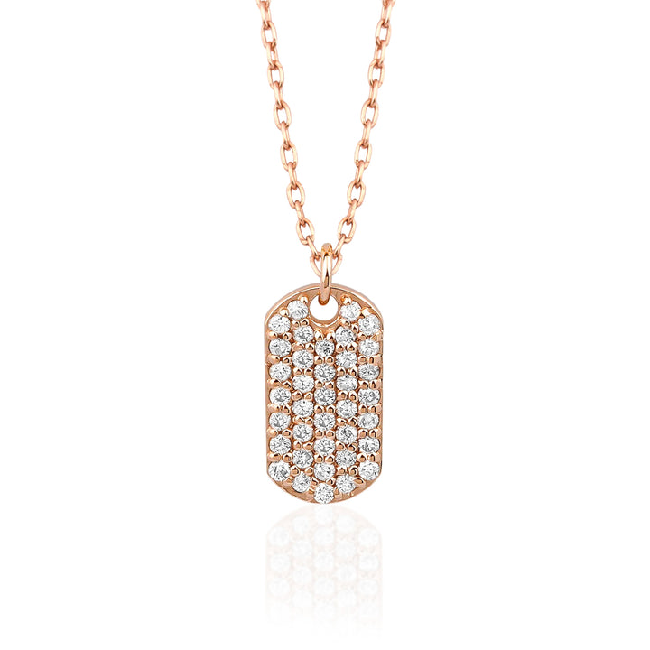 Genuine Diamond Dog Tag Moissanite Diamond Necklace for Women