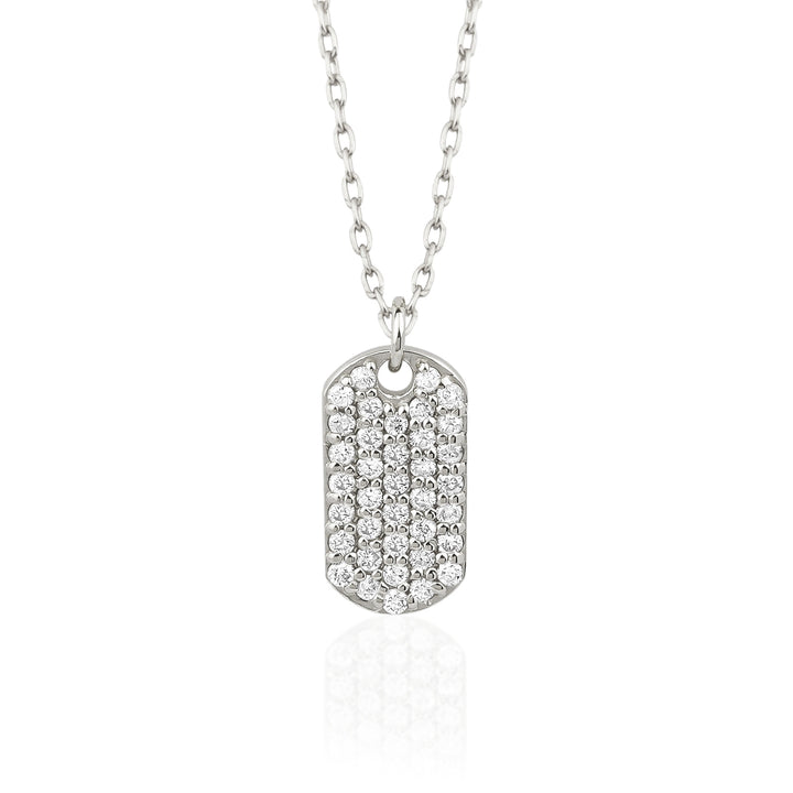 Genuine Diamond Dog Tag Moissanite Diamond Necklace for Women