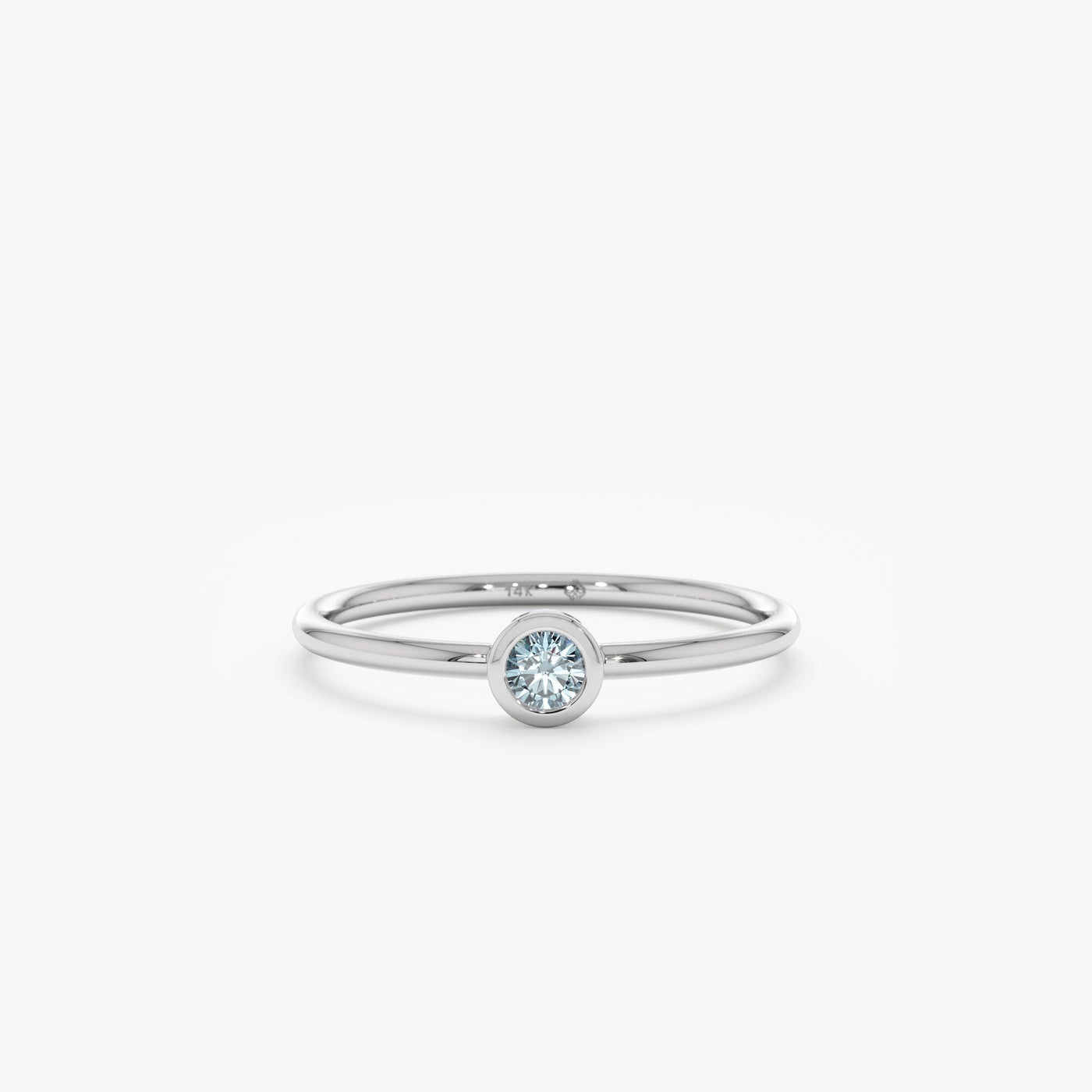 Bezel Set Round Cut Diamond Ring for Her for Birthday Gift