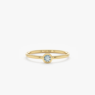 Bezel Set Round Cut Diamond Ring for Her for Birthday Gift