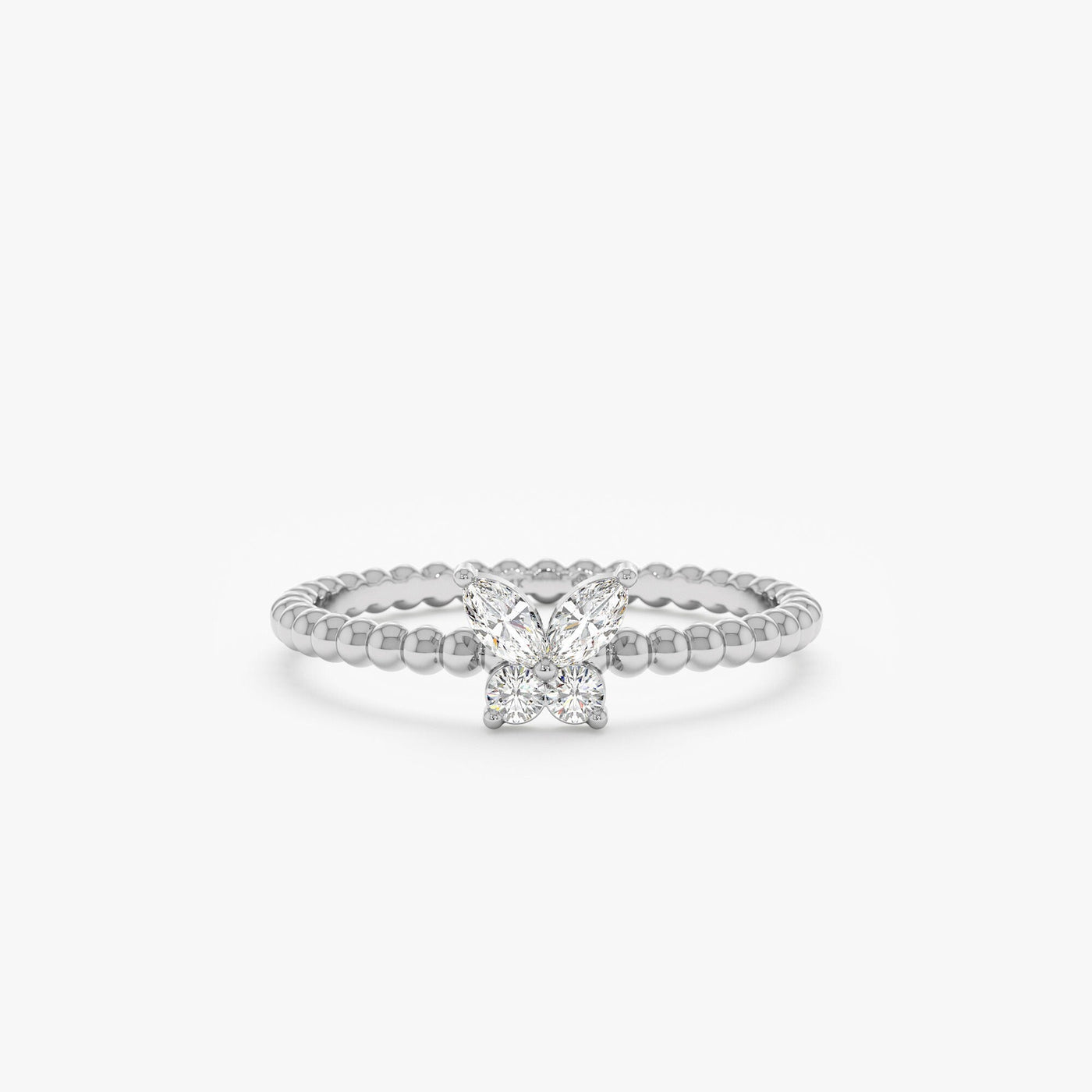 Round & Marquise Cut Diamond Butterfly Gold Wedding Ring