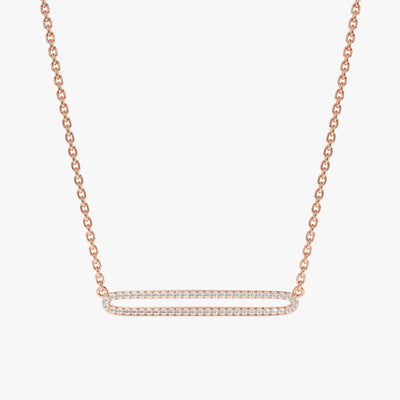 Round Cut Diamond Rectangle Shape Necklace for Her